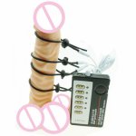 Electro Penis Stimulation Cock Ring Shock Wave Therapy Pulse Electric Stimulator Massage Penis Ring Kit BDSM Sex Toys For Men