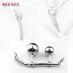 BEEGER Female Anal Vagina Double Ball Plug In Steel Chastity Belts Rope Hook Sex Toy For Women Locking Chastity Belt
