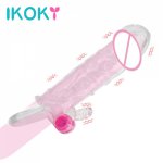 Ikoky, IKOKY Penis Sleeve Vibrator Enlargement G-spot Cock Sleeve Delayed Ejaculation Sex Toys For Men Reusable Condom Penis Rings