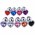 Metal heart-shaped Crystal  Anal Plug Stainless Steel Booty Beads Jewelled Anal Butt Plug Sex Toys Products for Men Couples
