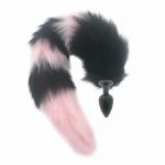 Pink Anal Butt Plug ,Anal Stopper Smooth Anus Toy with Gradient Color Tail,Cosplay Accessories,Crawls Paws
