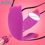 Ikoky, IKOKY Remote Control Wearable Dildo Vibrator Vaginal Massage Clitoris Stimulator Heating Sex Toys for Women Masturbator Panties