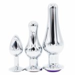 DOMI 3 Colors Crystal Jewelry Stainless Steel Butt plug Women Sex Toy Anal Dildo Men (3pcs)