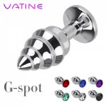 VATINE Spiral Stimulation Massager Jewelry Metal Butt Plug Thread Anal Plug Stainless Steel Sex Toy for Couples
