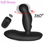 360 Rotation Male Prostate Massage Wireless Vibrator Anal Butt Plug Stimulator Silicone Dildo Gay Erotic Adult Sex Toys For Men