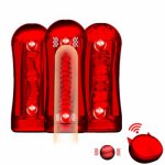 Wireless Remote Vibrating Beads Masturbator For Men Blowjob Toy Vagina Real Pussy Masturbation Cup Male Sex Machine Aircraft Cup