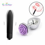 Orissi, ORISSI 10 Speed Bullet Vibrator Metal Butt Plug Flower Anal Plug Dildo Vaginal Massager G spot Vibrator Erotic Sex Toys