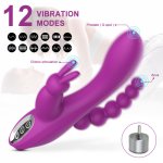 G-Spot Rabbit Vibrator With 10 Modes Waterproof Dildo Vibe Triple Massage Clit Stimulator Anal Beads Vibrators Sex Toy For Women