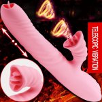 Woman Sex Toy Heating Telescopic Dildo Vibrator Tongue Licking Vagina Clitoris Stimulator G Spot Vibrator Female Masturbator
