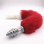 Fox, 3 Size Big Anal Plug Fox Tail Stainless Steel Butt Plug Cosplay Anal Sex Toys Metal Butt Plugs Plush Tail for Women H8-101C