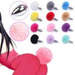 Tail Anal Plug  with Crystal Jewelry Smooth Touch Stainless Steel Bunny Butt Plug No Vibration Anal Sex Toys for Woman Men Gay