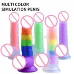 Rainbow Color Silicone Realistic Dildo Soft Penis Adult Sex Toys for Female Masturbation Vaginal Massage Stimulus Man Big Dick