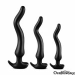Ourbondage 3 Size Sickle Shape Silicone Anal Dilator For Woman Men Gay Douche Enema Syringe Butt Plug With Suction Cup Sex Toys