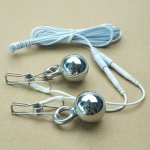 1Set Metal Electro Ball Breast Clip Camp Stimulation Erect Massager with Wire for Men Adults Sex Toys Electric Shock Kit