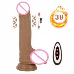 Wireless multi-frequency vibration telescopic smart heating lifelike silicone vibrator dildo masturbation G-spot sex toy