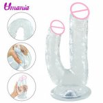 Double Headed Dildo Realistic Penis with Suction Cup Female Masturbation, Adult Sex Toy for Woman Double Penetration Dildos