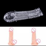 Reusable Condom Textured Extender Sleeve Screw Thread Penis Cover Cock Ring Dildo Sheath Condoms Sex Toys For Men