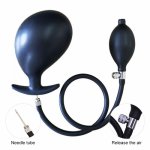 Liquid Silicone Expand Inflatable Anal Plug Body-Safe Medical Grade Waterproof Butt Sex Toy for Male Female and Beginners