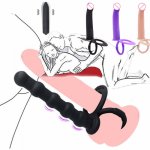 Bullet G Spot Vibrator Double Penetration Penis Strap On Dildo Vaginal Anus Female Masturbation Sex Toys For Women Men Couples