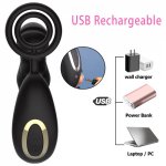 USB Charging Vibrating Ring Male Sex Toy Heating Prostate Massager for Man 10 Speeds Wireless Remote Control Vibrator Butt Plug