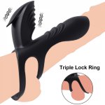 Silicone Delayed Ejaculation Vibrator Male Lasting Penis Cock Ring Enhancer Clit Stimulation Orgasm Sex Toy for Men Couples