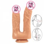 Realistic Double Ended Dildo Sex Toy for Women or Couples Dual Sided Headed Penetration Dong Device with Simulated Penile Sucker