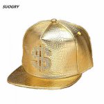 Faux Leather Baseball Caps Gold Dollar $ Logo With Bling Hiphop Gorras Snapback Hat Adjustable Fashion Cool Casquette For Unisex