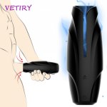 Male Masturbator Penis Pump Vibrator Adult Endurance Exercise Artificial Vagina 10 Speed Penis Delay Trainer Sex Toys for Men