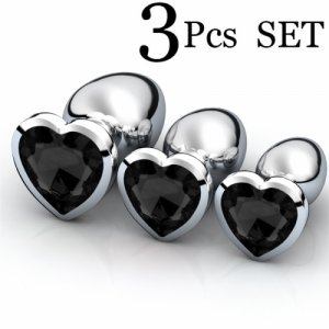 3Pcs/Set Smooth Massager Anal Beads Crystal Jewelry Heart Butt Plug StImulator Women Sex Toys Dildo Stainless Steel Anal Plug