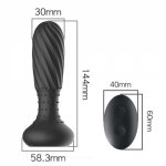 Prostate Massager Remote Vontrol Anal Plug Built-in Rotating Beads Butt Plug Silicone Dildo Vibrator Anal Sex Toys for Woman Man