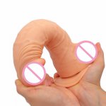 Super Thick 18 Fake Real Penis Bending Soft Sex Toy Anal Plug Male and Female Masturbation Massage Stick Sexy Toy Strapon