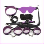 7PCS PU Bed Bondage Kit Sex Toys Handcuffs Whip Rope Products Exotic BDSM for Adult Couple Games