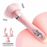 Powerful AV Vibrator G-Spot Clitoris Stimulate Double Vibration 3 Attachments USB Charging Magic Wand Dildos Massager Sex Toys