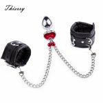 Thierry 3 Size Stainless Steel Anal Plug Metal Butt Plug to Wrist Bondage Set Crystal Base Buttplug Adult Sex Toys for Women Man