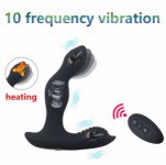 10 Speeds Tickling Vibrating Anal Plug Wireless Remote Heating Male Prostate Massager Big ButtPlug Vibrator SM Sex Toys For Man