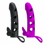 Silicone Penis Enlargement Reusable Condom Vibrator Cock Ring Dick Extender Sleeve Condoms for Men Adults Intimate Goods Product