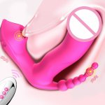 3 IN 1 Wireless Panties Vibrator Wearable Sucking G Spot Clitoris Stimulator Heating Vaginal Anal Orgasm Dildo Sex toy for Women