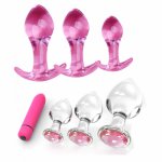 Vagina Jewelry Anal Plug Glass Dildo Ass Diamond Prostate Vibrator For Men Women Sex Toys Mini Vibrator Crystal Butt Plug
