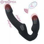 Strapless Strap-on Dildo Vibrator for Couples Lesbian Wireless Remote Control Double Ended Vibrating Panty Dildo Adult Sex Toys