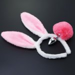 FX Sex Toy Cute Rabbit Tail and Ears Female Anal Plug Plush Ears Gold SM Toy Is Anal Plug Sex Toy
