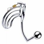 Metal Bdsm Set Cock Cage Penis Ring With Bondage Handcuffs Anal Hook Chastity Device Lock Butt Anal Plug Adult Sex Toys For Men