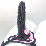 Faak, FAAK 7.48inch Long Corn Shape Dildo Anal Plug Lesbian Sex Toy Penis With Belt Sex Toy Strapon Dildo Pants For Lesbian