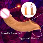 Realistic Condoms For Men Reusable Super Soft Penis Extender Penis Sleeve Dick Cover Dildo Male Cock Ring Adult Sex Toys