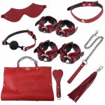 8PCs BDSM Adult Games PU Leather Handcuffs Strap Whip Rope Blindfold Restraints Bandage Couples Sex Toys for Women Kits Hot SM