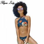 Rhyme Lady Bikini Set Women Bandage  Swimwear  Halter Swimsuit Sexy Push Up  Bathing Suit Brazilian Beachwear  Floral  Biquini