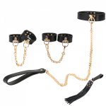 Adult Game Genuine Leather Erotic Handcuffs Whip Collar Sex Kits Bondage Set Auxiliary Belt Sex Toys For Couple Men Women