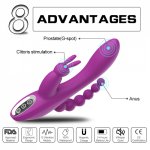 3 in 1 Rabbit Anal Dildo Vibrator for Women G-Spot Vagina Clitoris Stimulator Massager Female Masturbator Sex Toys for Women