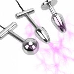 Metal Anal beads Prostate Massage Butt Plug G Spot Vaginal Tight Sex Toy for Women Electrical Stimulation Electro Shock