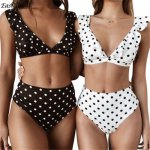 2018 Sexy Bikini Women Swimwear High Waist Push Up Swimsuit Ruffle Bathing Suit Polka Dot Biquinis Summer Beach Wear Female