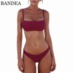 BANDEA 2018 Sexy Bikini Set Vintage Solid Swimwear Women Push Up Swimsuit Beach Wear Bandeau Bathing Suit Micro Bikini 10 Colors